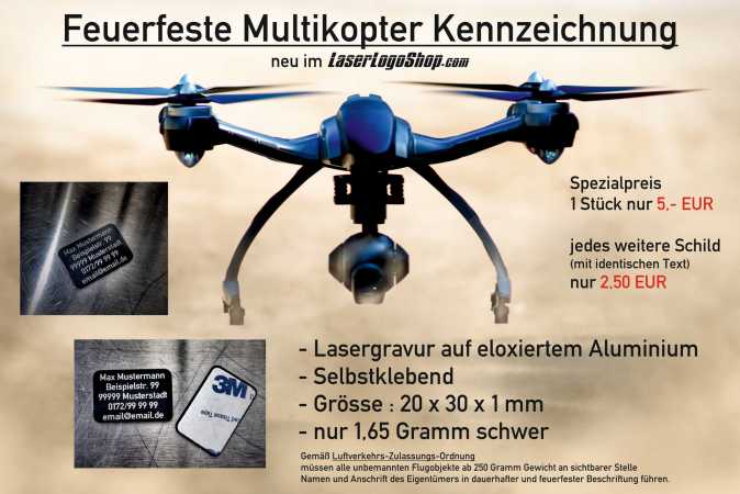 Multikopter Kennzeichnung / Drohnenschild